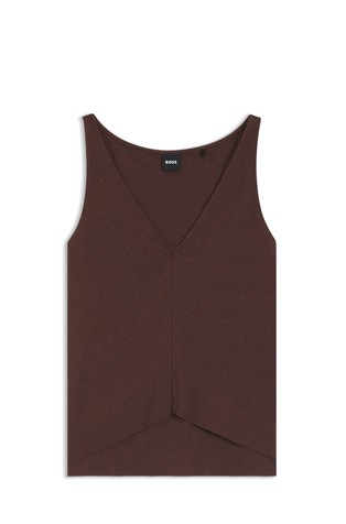 Relaxed fit majica brez rokavov iz bombaža in lana