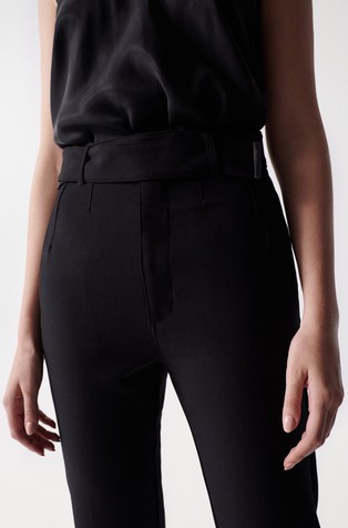SALSA JEANS Cropped slim fit hlače z visokim pasom Črna - Black 4