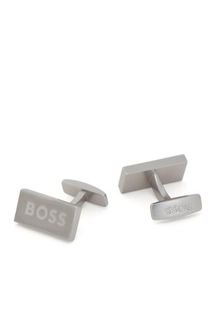 Matte cufflinks with high-shine logo
