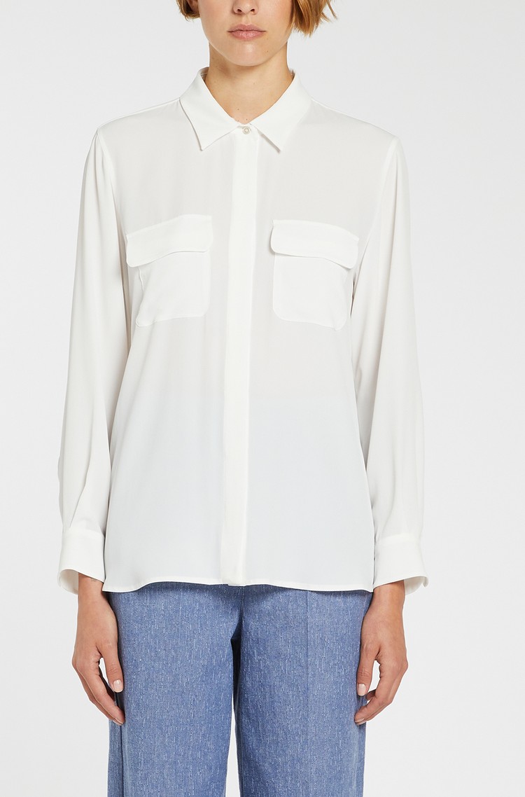 MARELLA Silk-blend crêpe de chine shirt White 