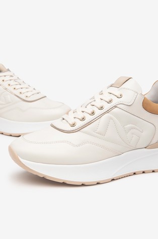 NEROGIARDINI Usnjene superge Bela - White/Beige 3