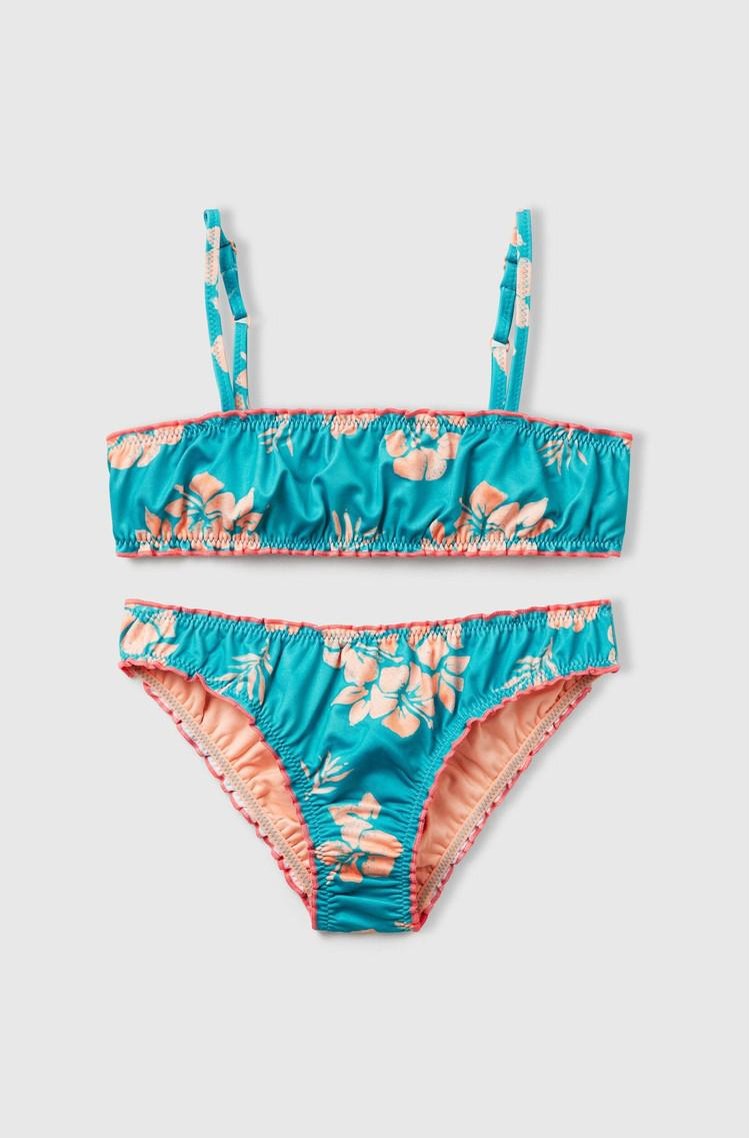 BENETTON Bikini with floral print Blue Patterned 