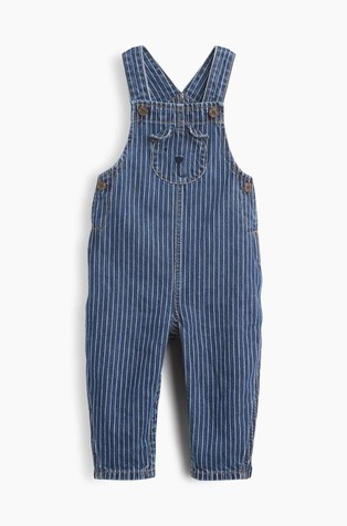 Črtaste denim hlače z naramnicami za dojenčke