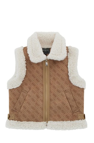 4G logo brezrokavnik z obrobami iz umetnega krzna