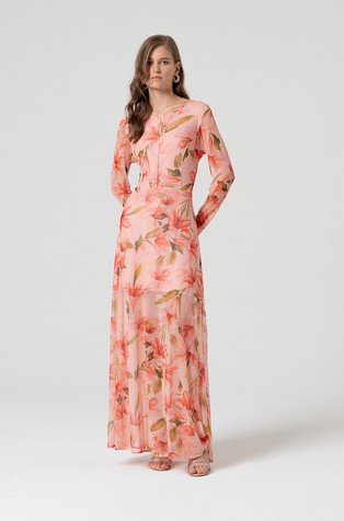 Long dress with flowery pattern