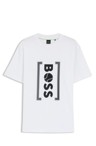 Relaxed fit majica s kratkimi rokavi in logo potiskom