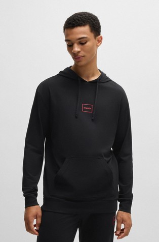 Relaxed fit pulover s kapuco iz raztegljivega bombaža