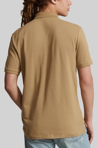 RALPH LAUREN Custom Slim Fit Mesh Polo Shirt Beige Sand 2