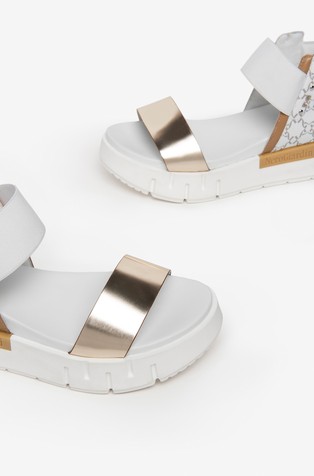 NEROGIARDINI Usnjeni sandali s platformo Bela - White/Grey 3
