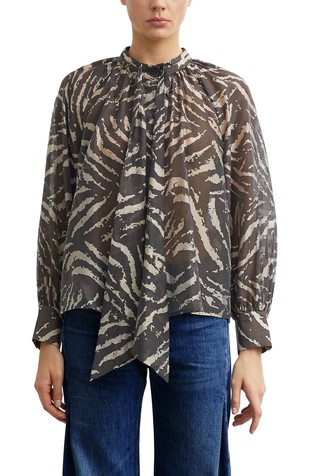 Bow-neck blouse with pattern
