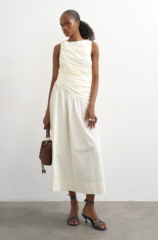 TSCAROS poplin ruched maxi dress