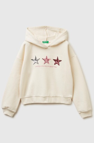 Pulover s kapuco in bleščicami