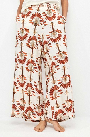 Wide leg palm print viscose pyjama pants