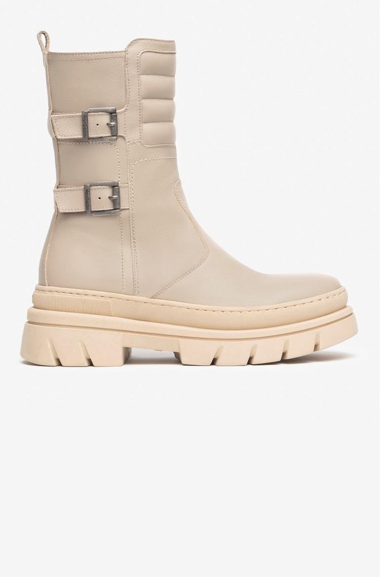 NEROGIARDINI Usnjeni gležnjarji Bež - Beige 