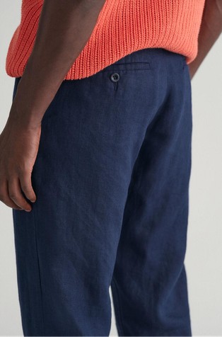 GANT Relaxed fit lanene hlače z zatezno vrvico Modra - Dark Blue 2
