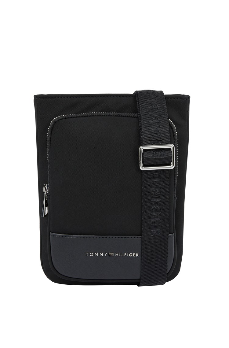 TOMMY HILFIGER TH Business torba za čez ramo s kovinskim logotipom Črna - Black 