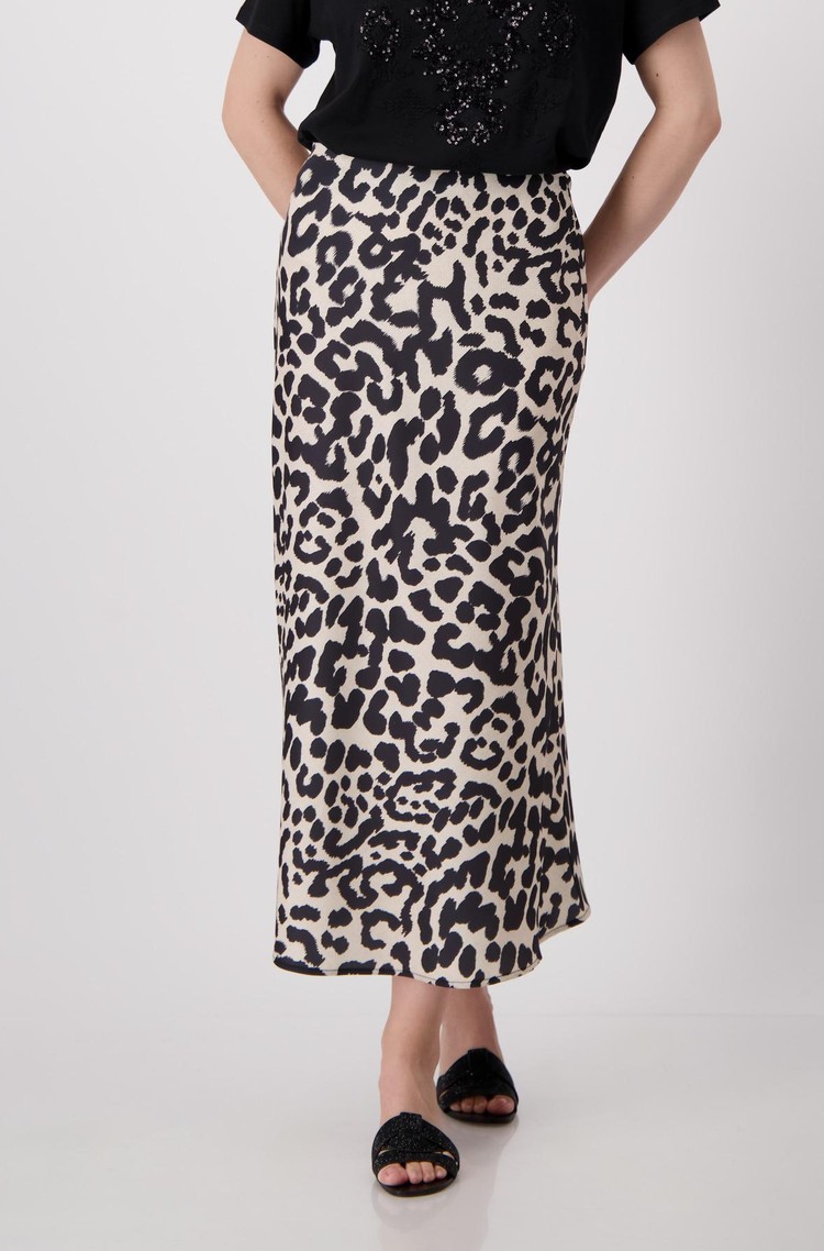 MONARI Skirt with leopard pattern Black / Beige 