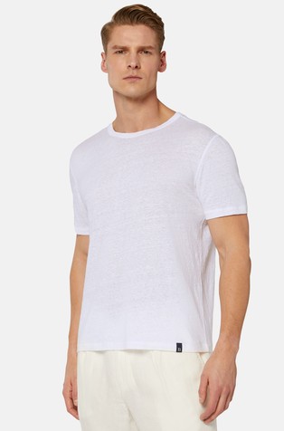 Regular fit T-shirt in stretch linen jersey