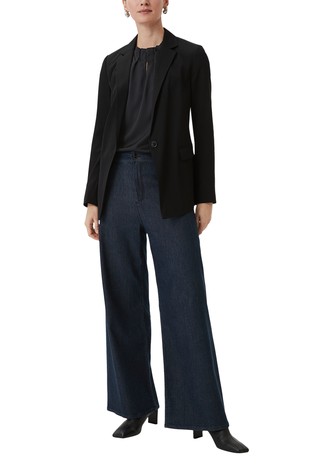 COMMA Satenasta bluza z nabranim ovratnikom Črna - Black 3
