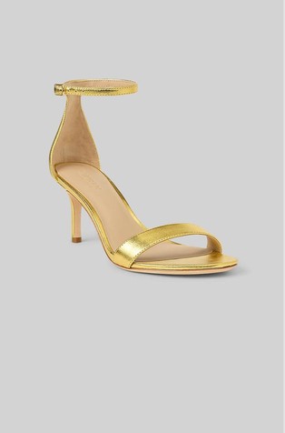 RALPH LAUREN Allie sandali iz kovinsko svetlečega usnja Zlata - Modern Gold 2