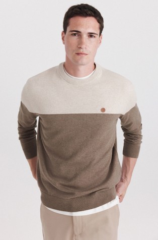 Colour block knit cotton jumper