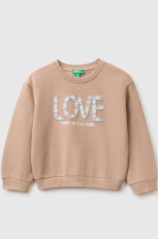 Sweatshirt with print and embroidery in organic cotton