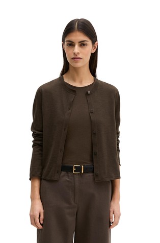 Cardigan in organic cotton-linen blend