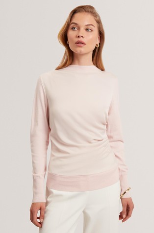 Pletena majica s satenasto sprednjo stranjo