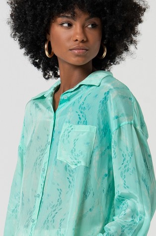 FRACOMINA Oversized fit viscose shirt Aqua 3