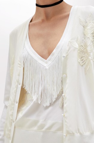BLUGIRL Cardigan with embroideries and tassels White 3