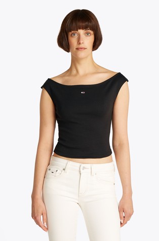 Slim fit majica z odkritimi rameni