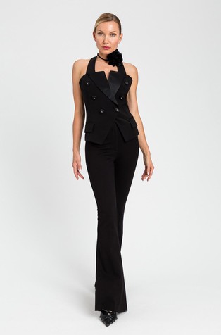 Cady waistcoat with satin details and logo buttons