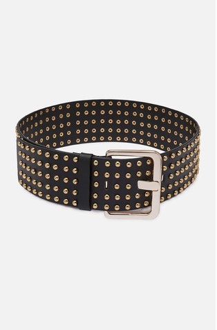 Stud-embellished wide leather belt