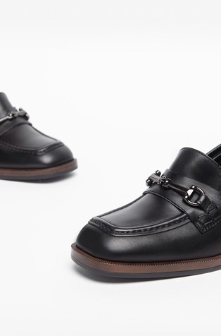 NEROGIARDINI Usnjeni loafer čevlji s peto Črna - Black 3