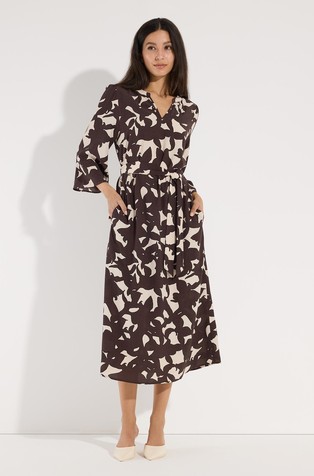 Patterned viscose midi dress