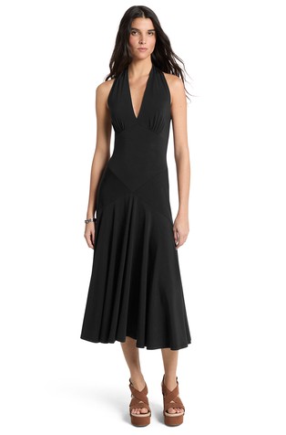 Midi obleka iz raztegljivega jerseya