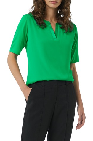 Top in a mix of materials with a satin trim