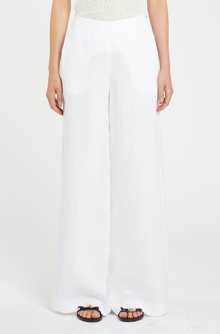 Linen wide-leg trousers