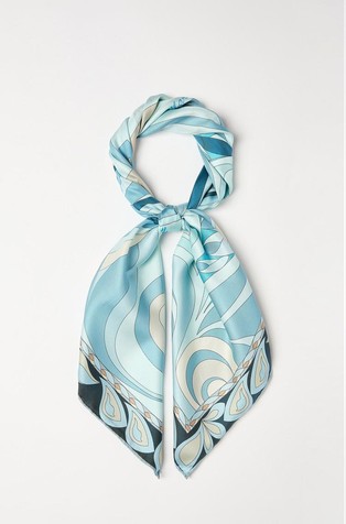 Pure silk satin foulard with print