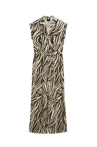 Linen blend jumpsuit with pattern