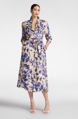 Patterned viscose shirt dress