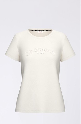 Cotton T-shirt with rhinestones