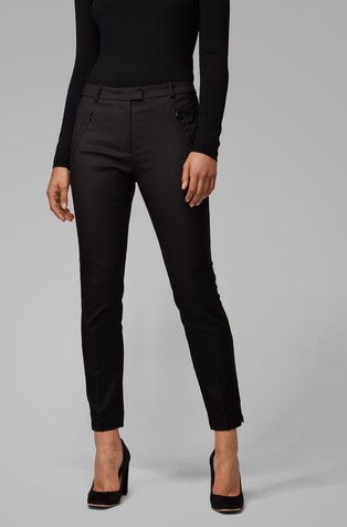 Cropped slim-fit trousers with zipped hems