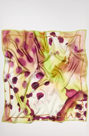 Patterned silk-twill scarf