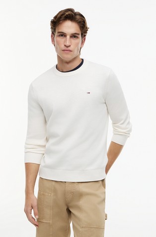 Slim fit pleten bombažen pulover