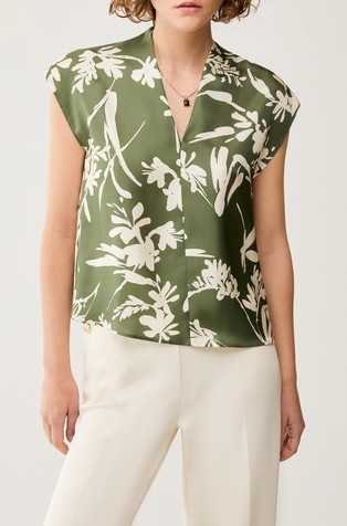 Silk twill blouse with pattern