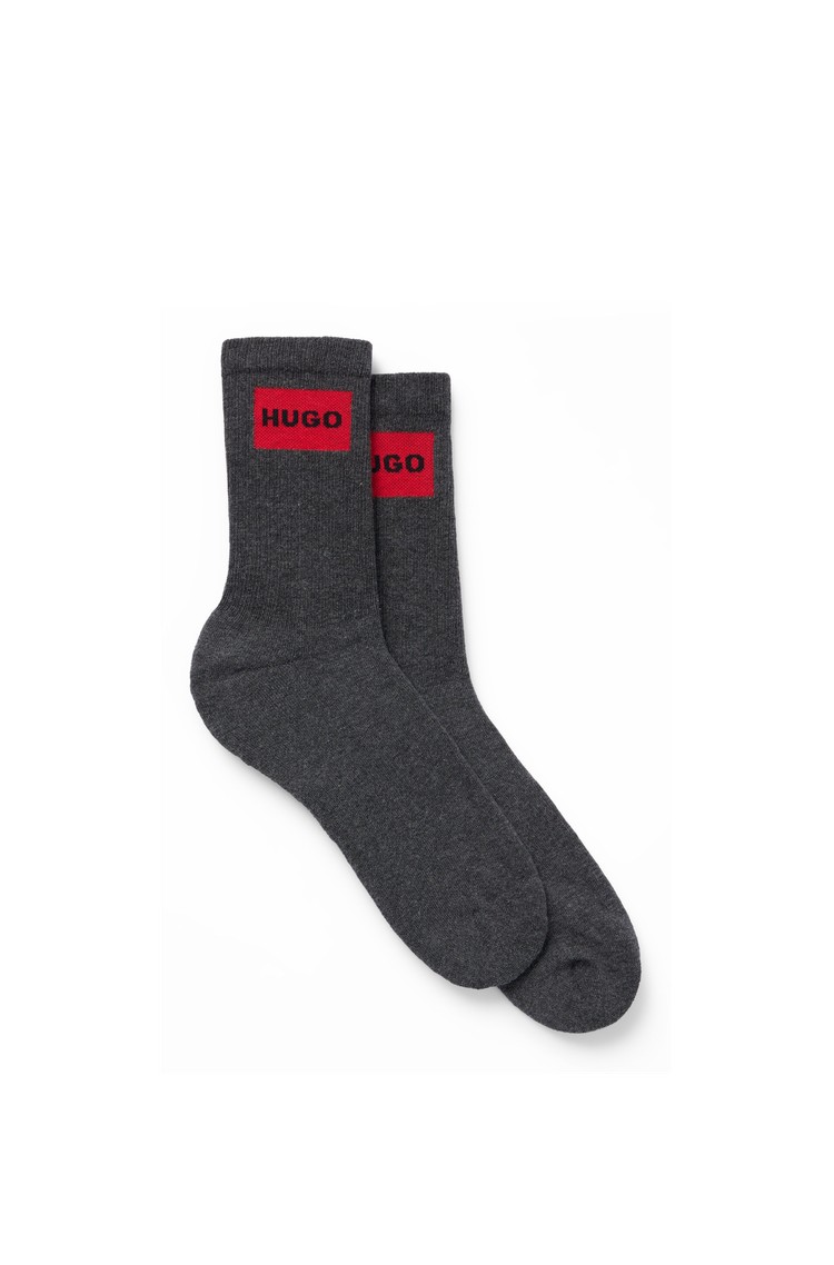 HUGO BOSS Paket 2 parov nogavic z logo detajlom Siva - Gray 