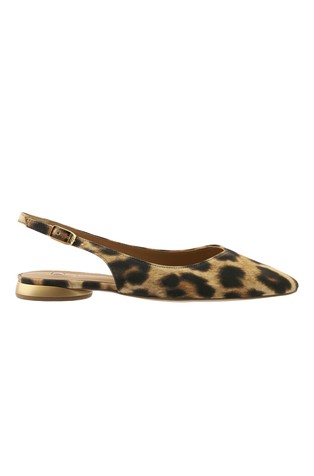 Mona Leather Leopard-look Slingback Ballerinas