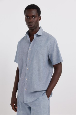 Cotton and linen short sleeve shirt