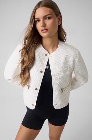 Short logo quilted jacket